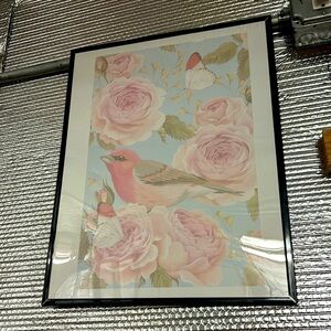 Pretty Bird on Pink Flowers poster paper to hang